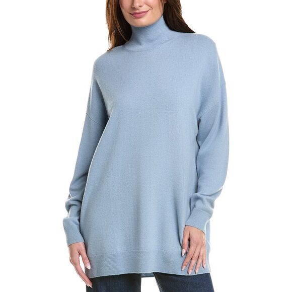 Leset WomensZoe Oversized Wool & Cashmere-Blend Sweater Blue